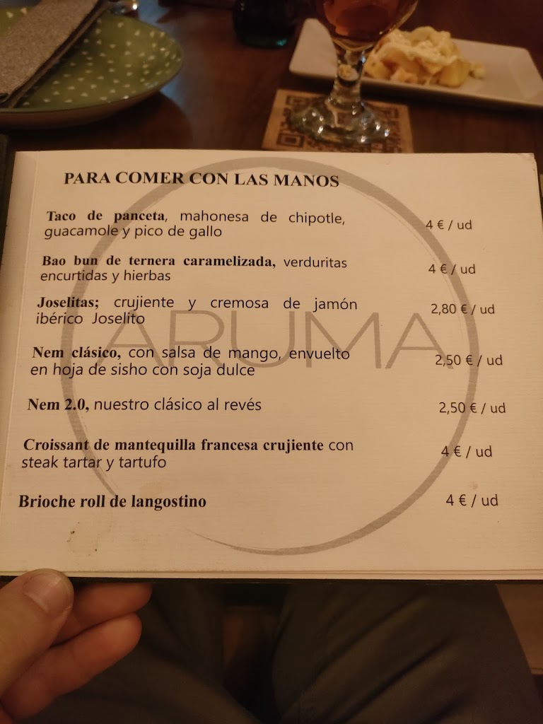 Restaurante Aruma - Fuentelucha — Carta