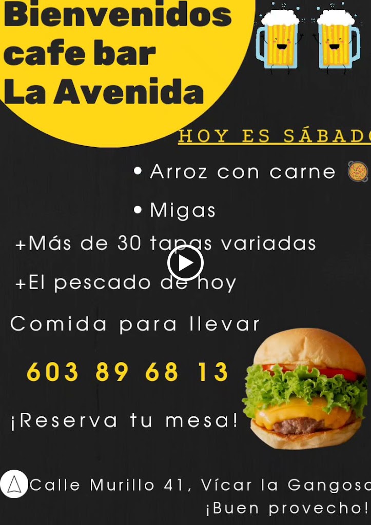 Cafe - Bar La Avenida — Carta