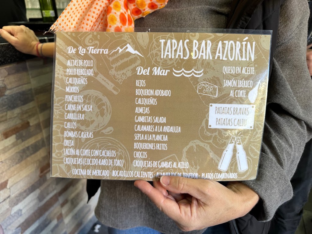 Bar Azorin — Carta