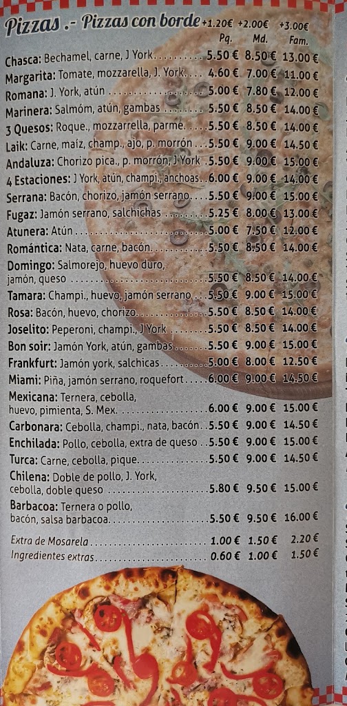 Restaurante LA CHASCA — Carta