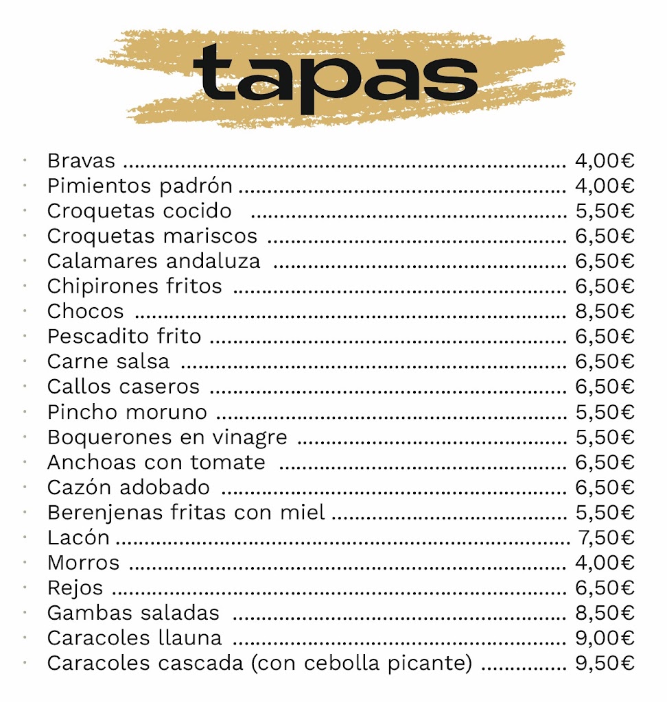 Restaurante La Cascada — Carta