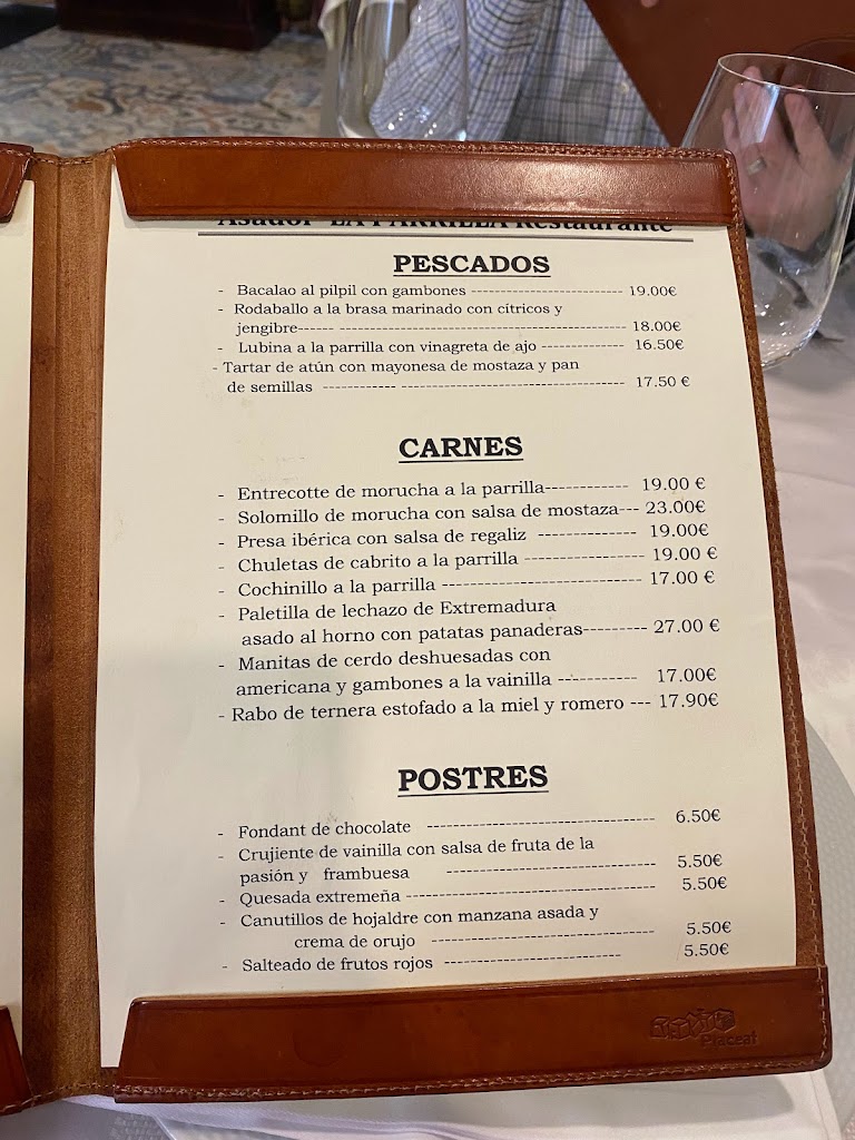 Restaurante Braseria Asador La Parrilla — Carta