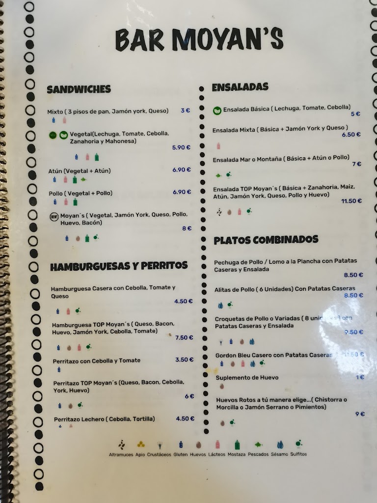 Bar Moyan's — Carta
