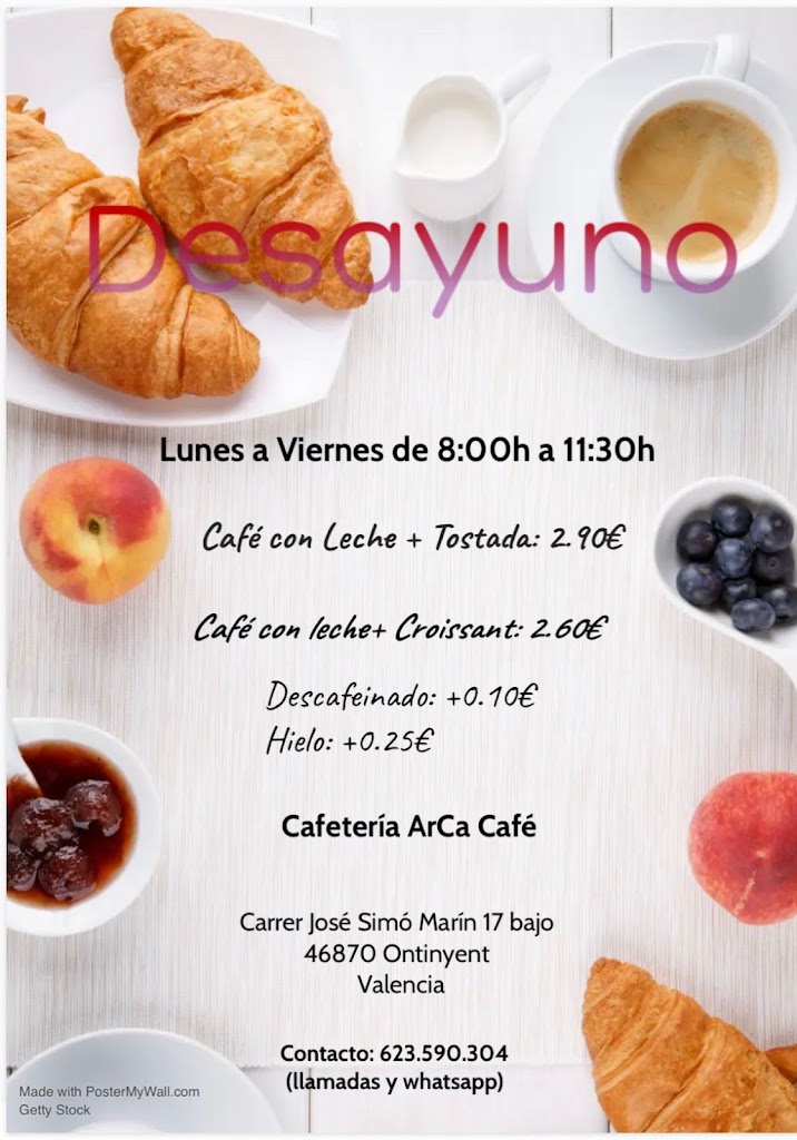 Cafeteria ArCa Cafe — Carta