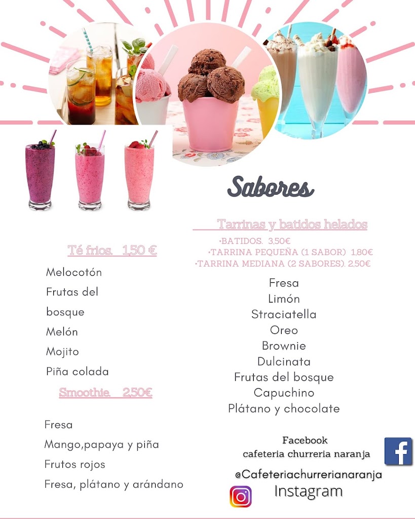 Cafeteria Churreria Naranja — Carta