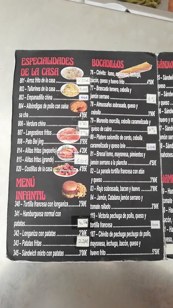 Bar Meson La Parada — Carta