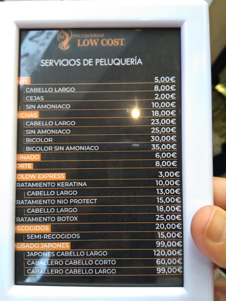 Peluqueria Low Cost Catarroja — Carta
