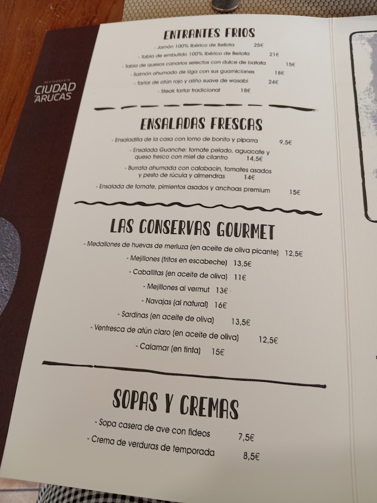 Restaurante Ciudad de Arucas — Carta