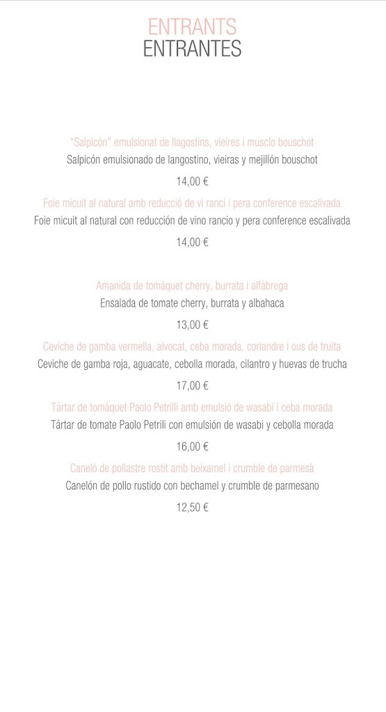 Ebanito Restaurant — Carta