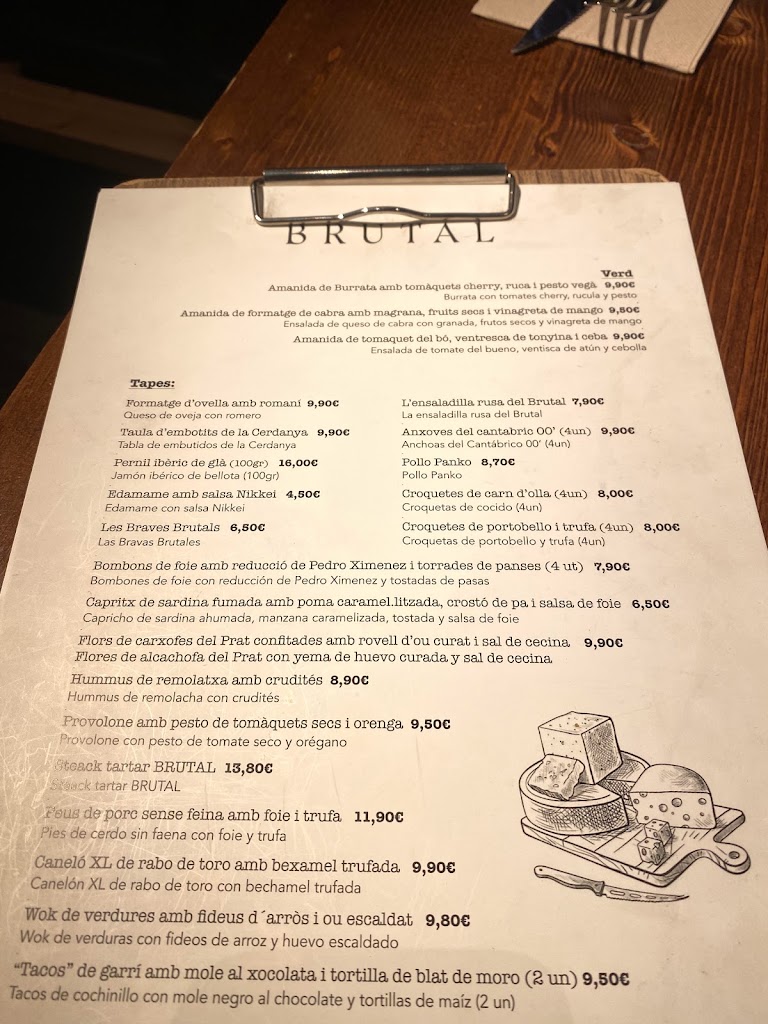 Brutal Gastrobar — Carta
