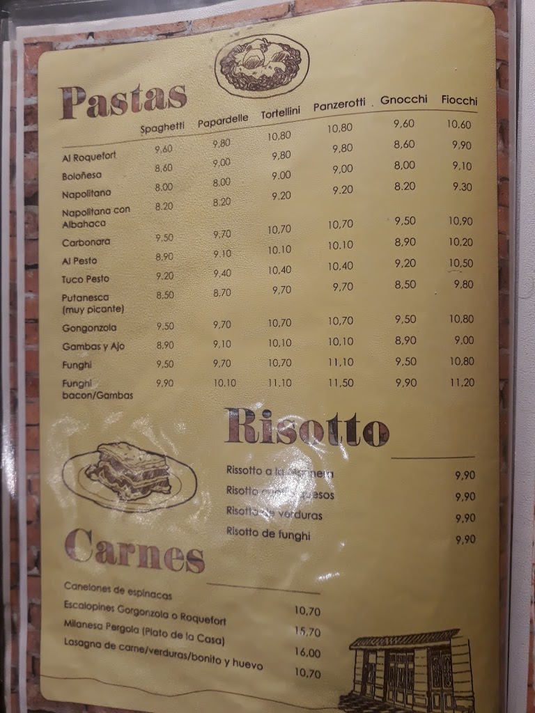 Restaurante Pergola — Carta