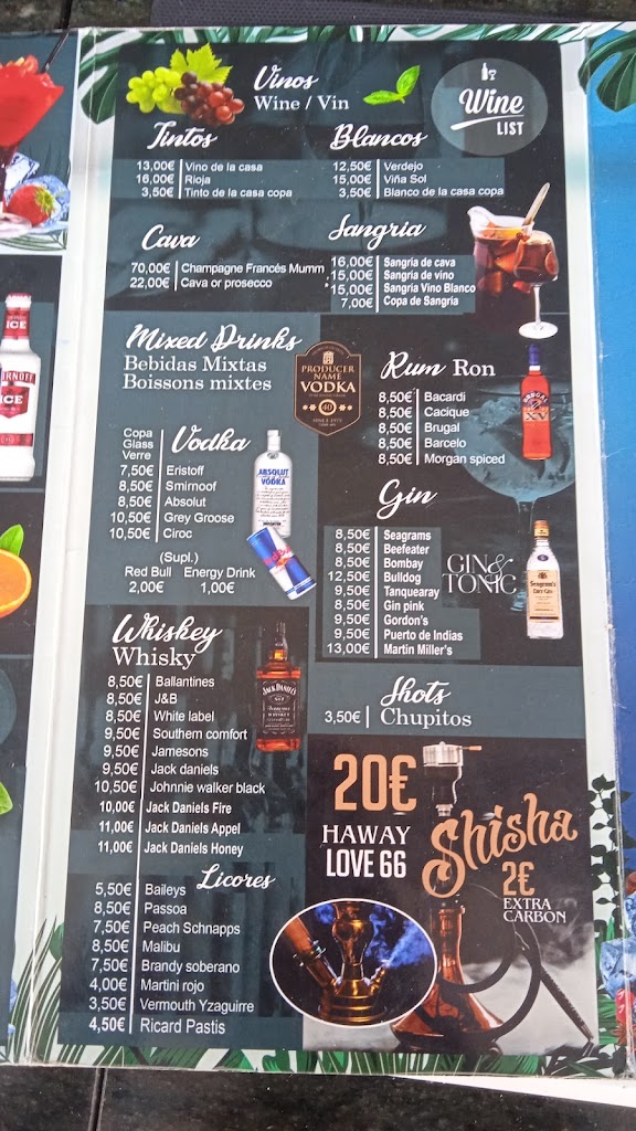 Koko Beach Club Salou — Carta