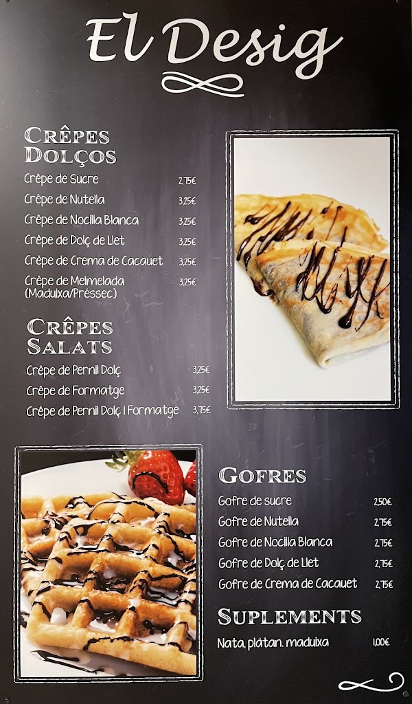 Cafeteria El Desig — Carta