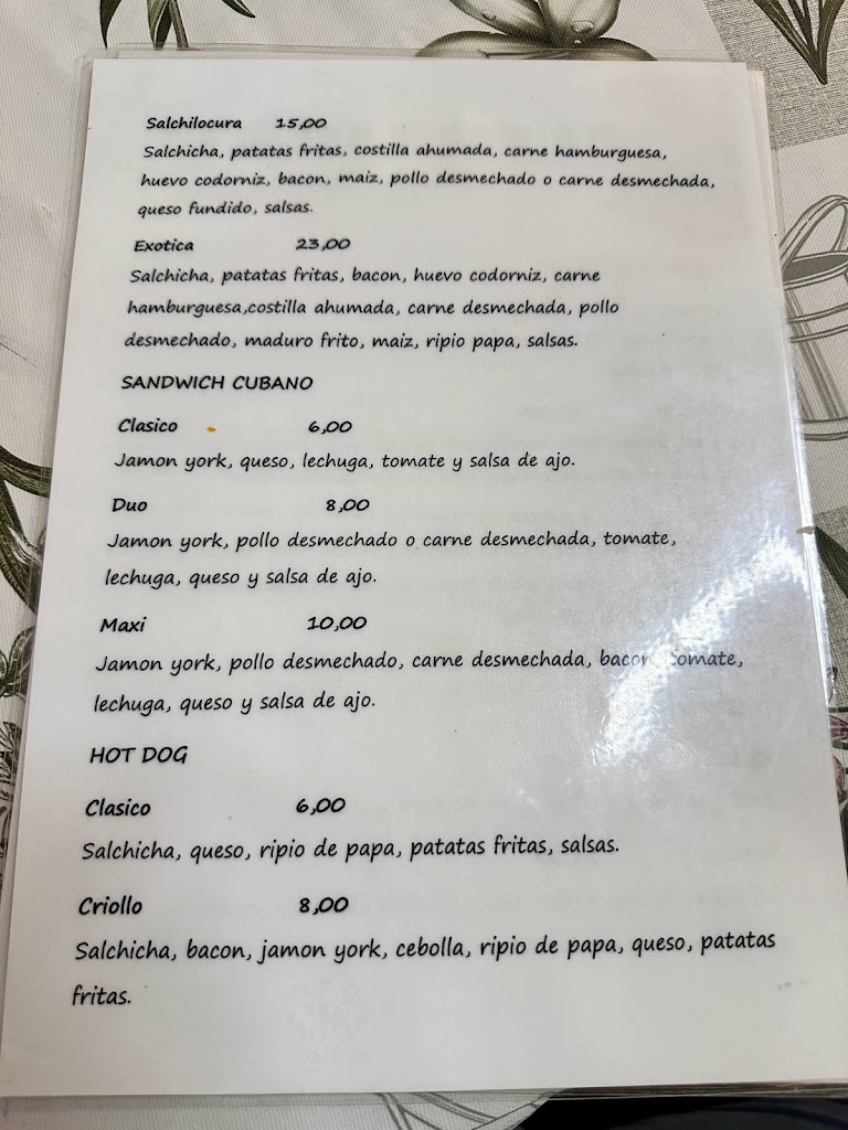 BAR DENIA - COMIDA COLOMBIANA — Carta