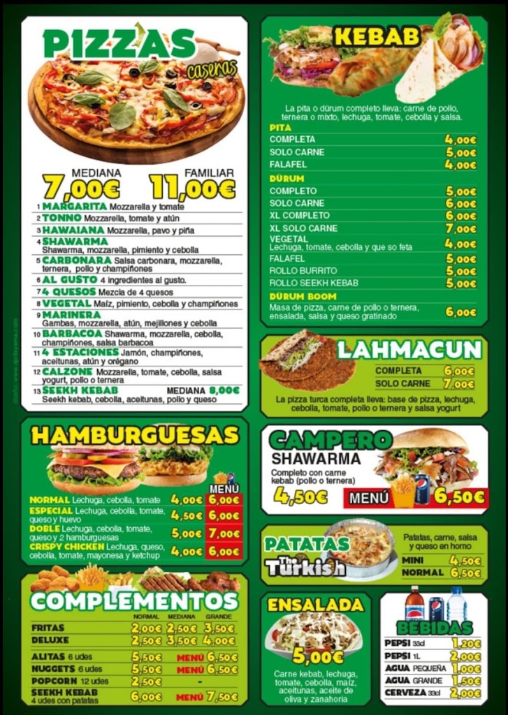 The Turkish Kebab & Pizza Carballo — Carta