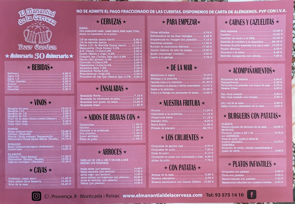 El Manantial de la Cerveza | Cerveceria | Restaurante — Carta