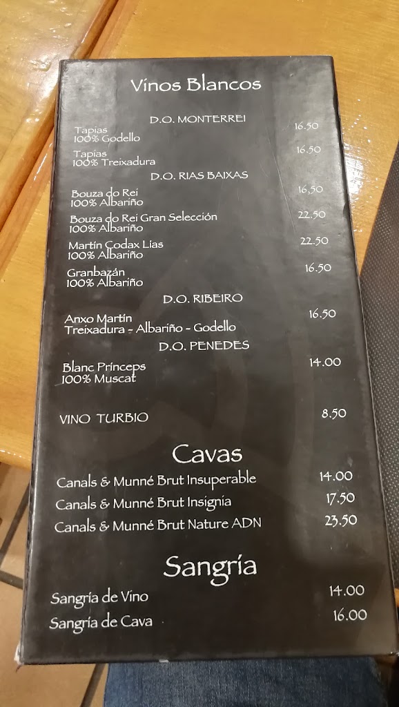 O'Chispa Taberna Galega — Carta