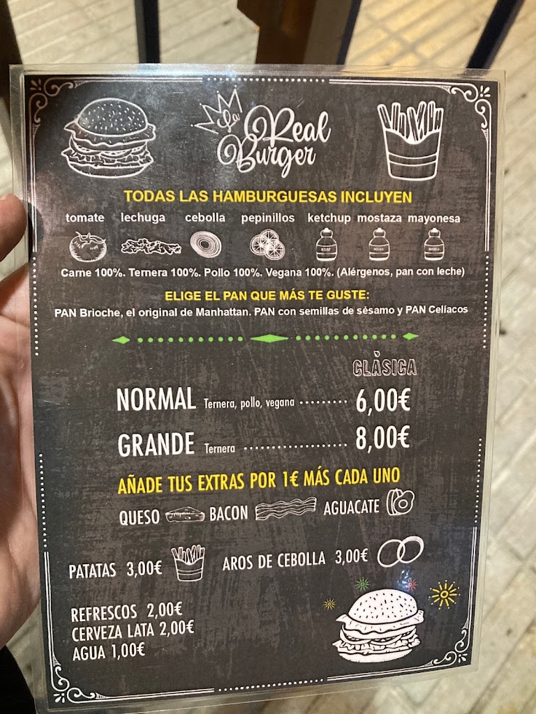 Burguer La Real — Carta