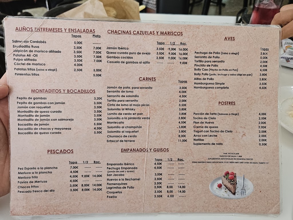 Cerveceria El Carmen — Carta