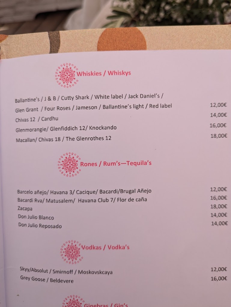 Vivero Beach Club Restaurant | Sitges — Carta