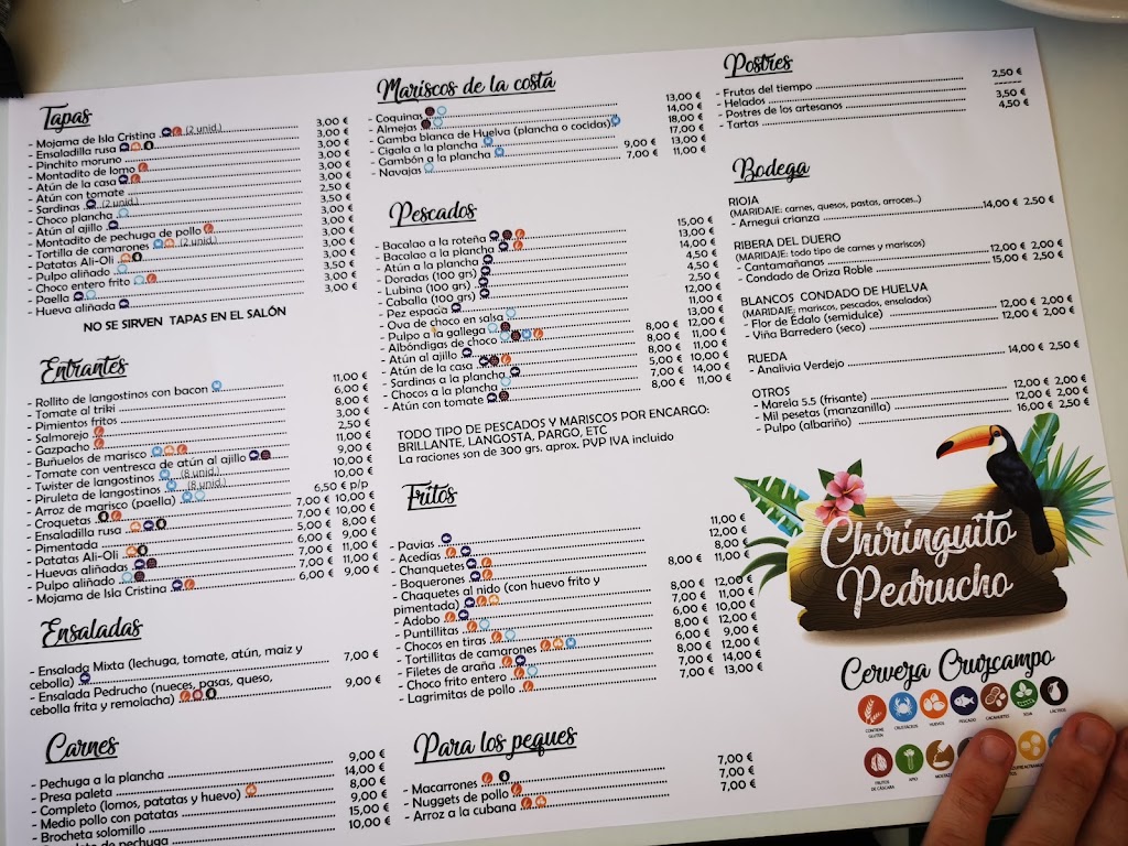 Chiringuito Pedrucho — Carta