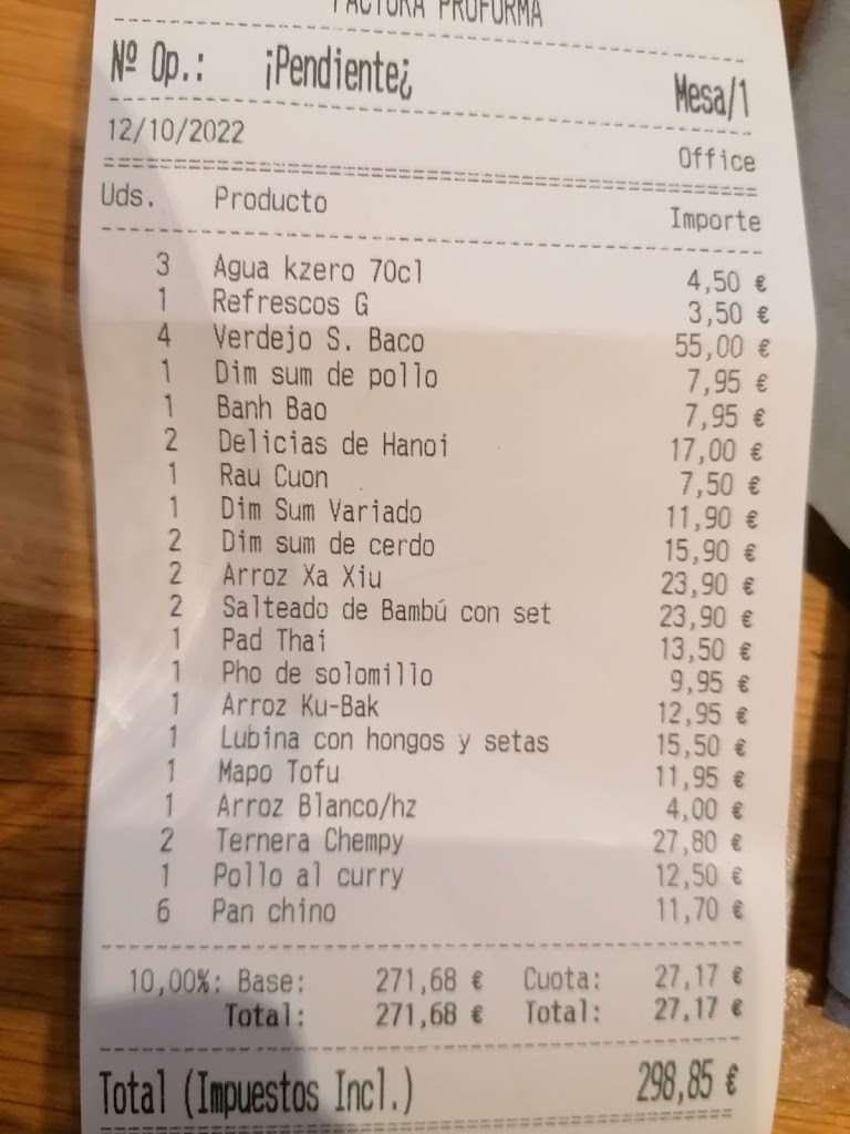 Hanoi Restaurante — Carta