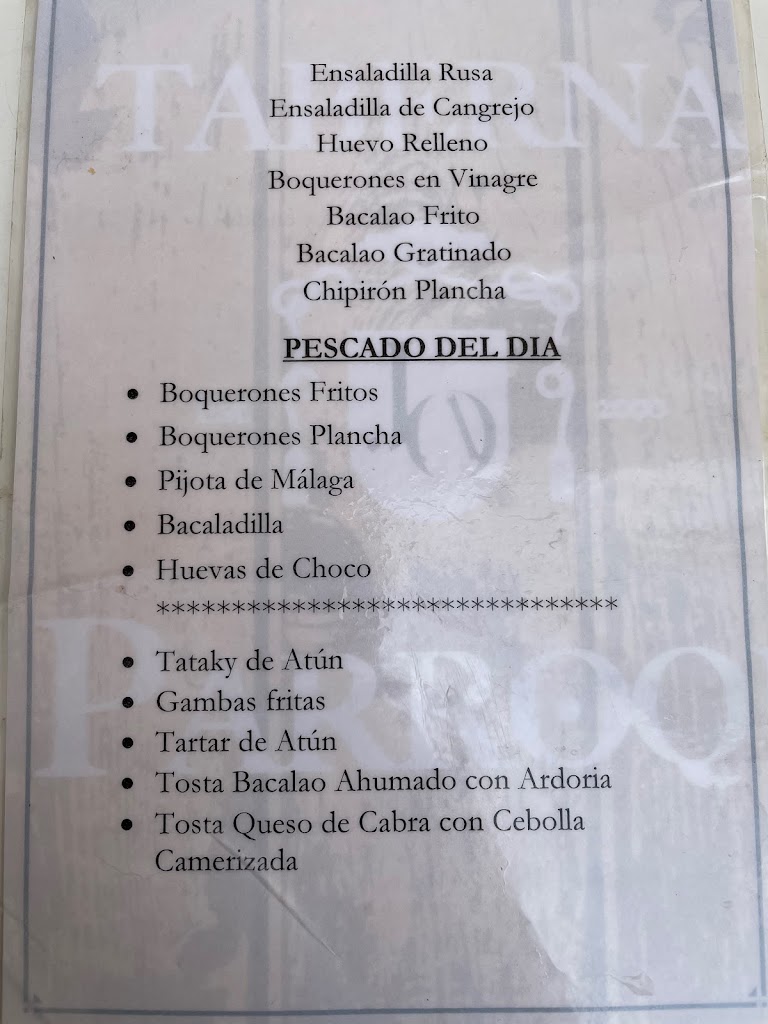 TABERNA LA PARROQUIA OSUNA — Carta
