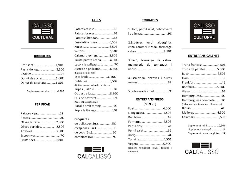 Cal Calisso — Carta