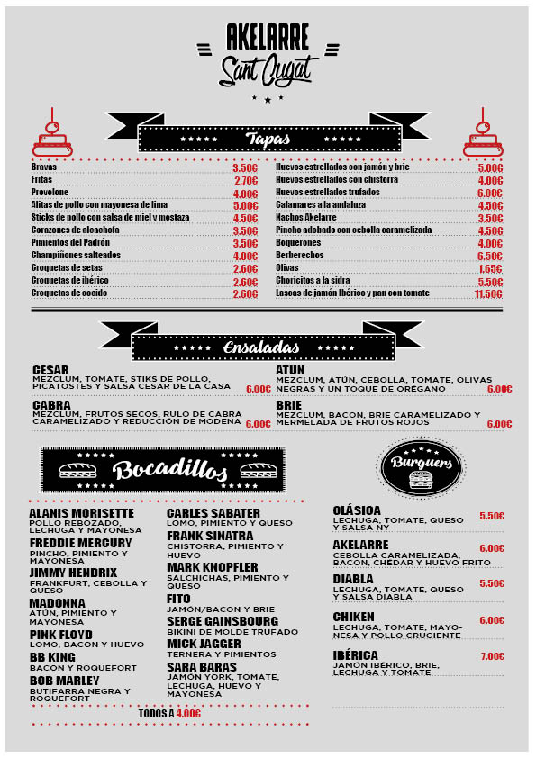 Akelarre Santcugat — Carta