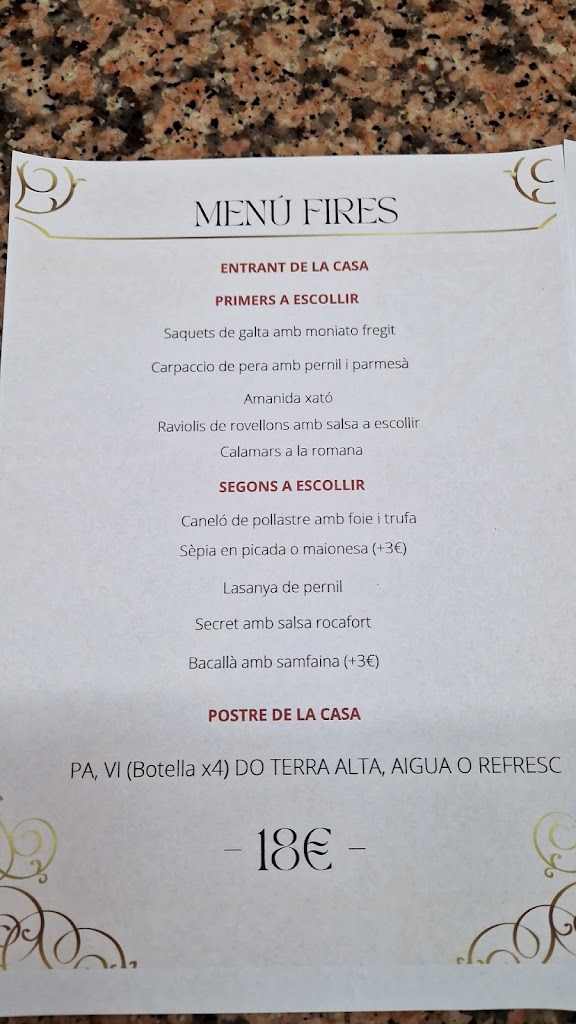 Restaurant pili&Pizzeria jordi — Carta