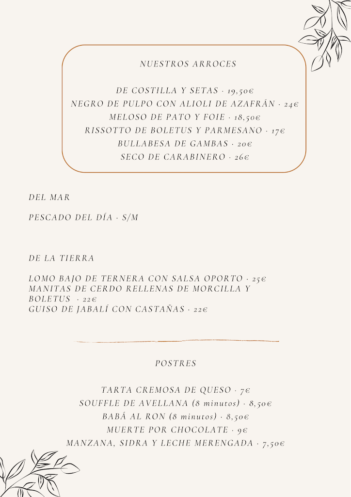 Restaurante Cantoki Jatetxea — Carta