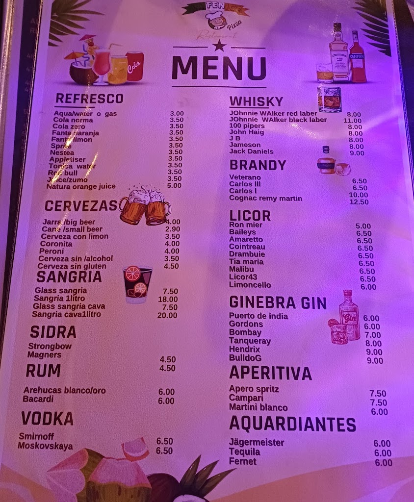 Restaurante La Fenice — Carta