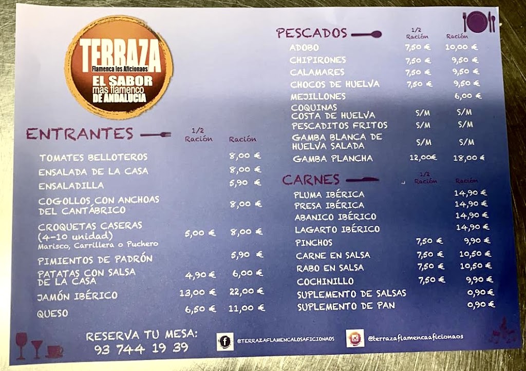 TERRAZA FLAMENCA by Los Aficionaos Bar-Restaurante — Carta
