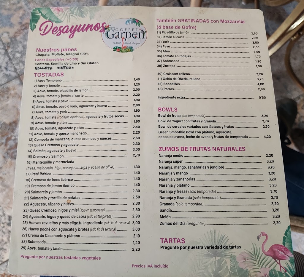 Coffee Garden — Carta