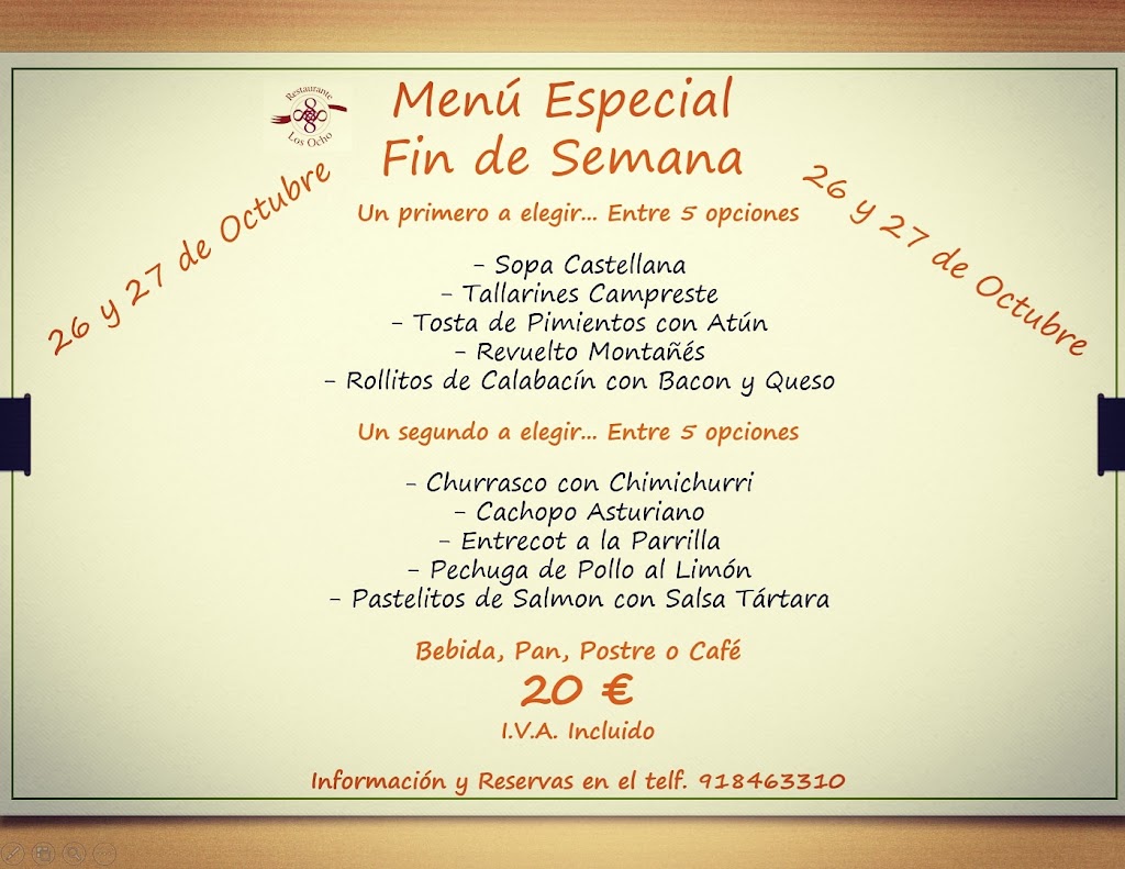 Restaurante Los Ocho — Carta