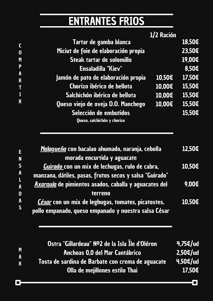 Restaurante La Casa Asador — Carta