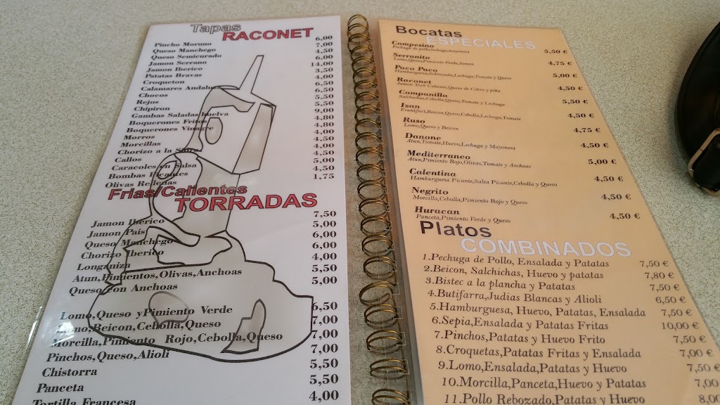 El Raconet De Les Tapes — Carta