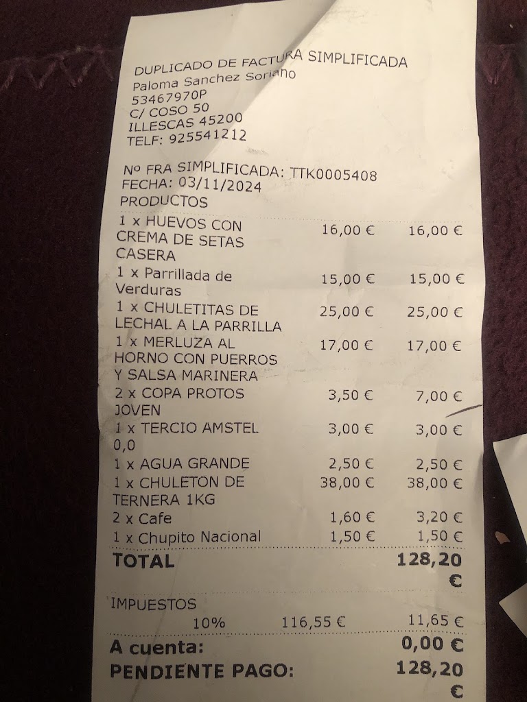 Restaurante El Cortijo de Illescas — Carta
