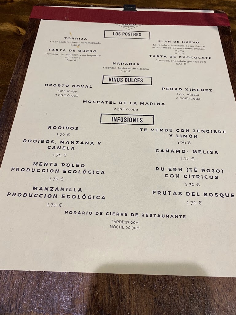 Bar Restaurante TC28 — Carta