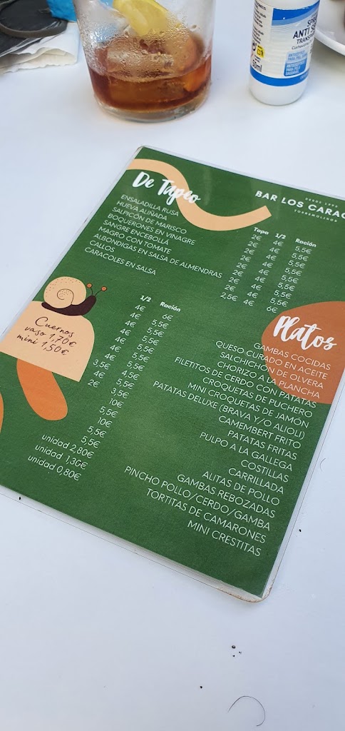 Bar Los Caracoles — Carta