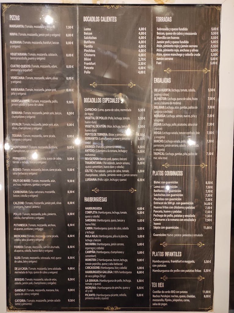Pizzeria BAR La Sardana — Carta
