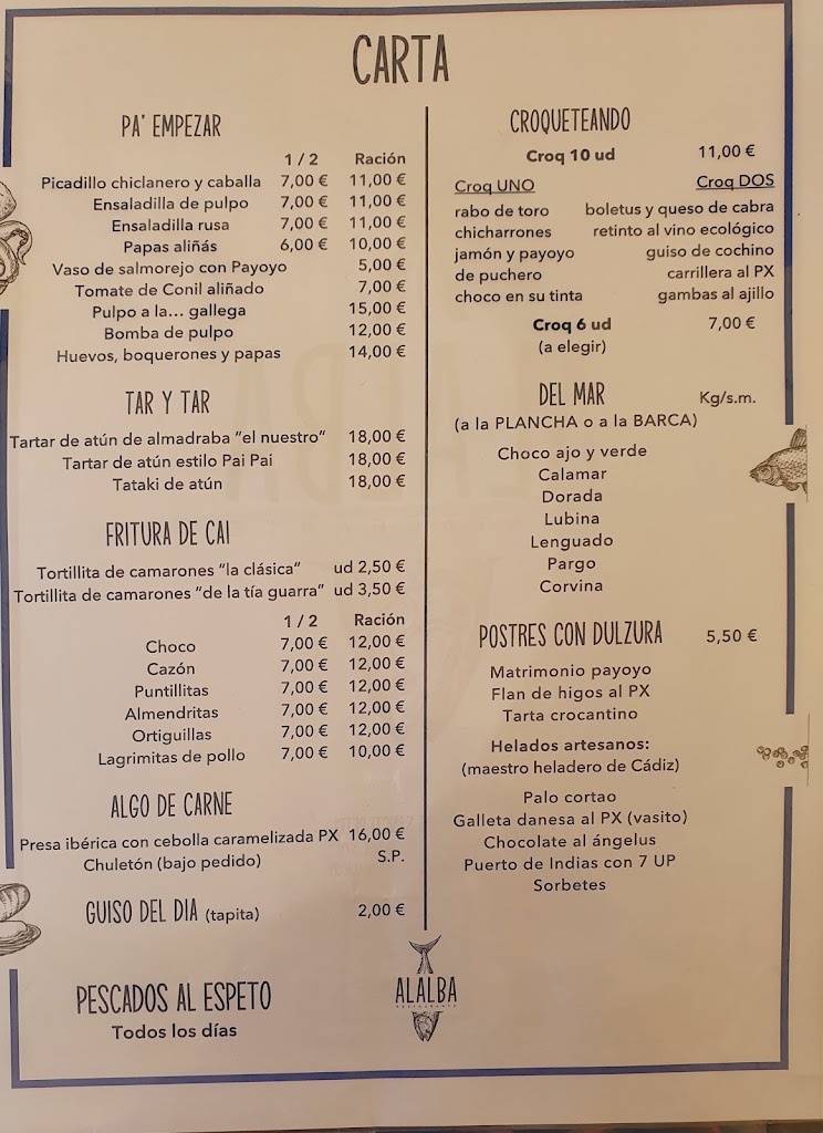 BODEGUITA ALALBA RESTAURANTE — Carta