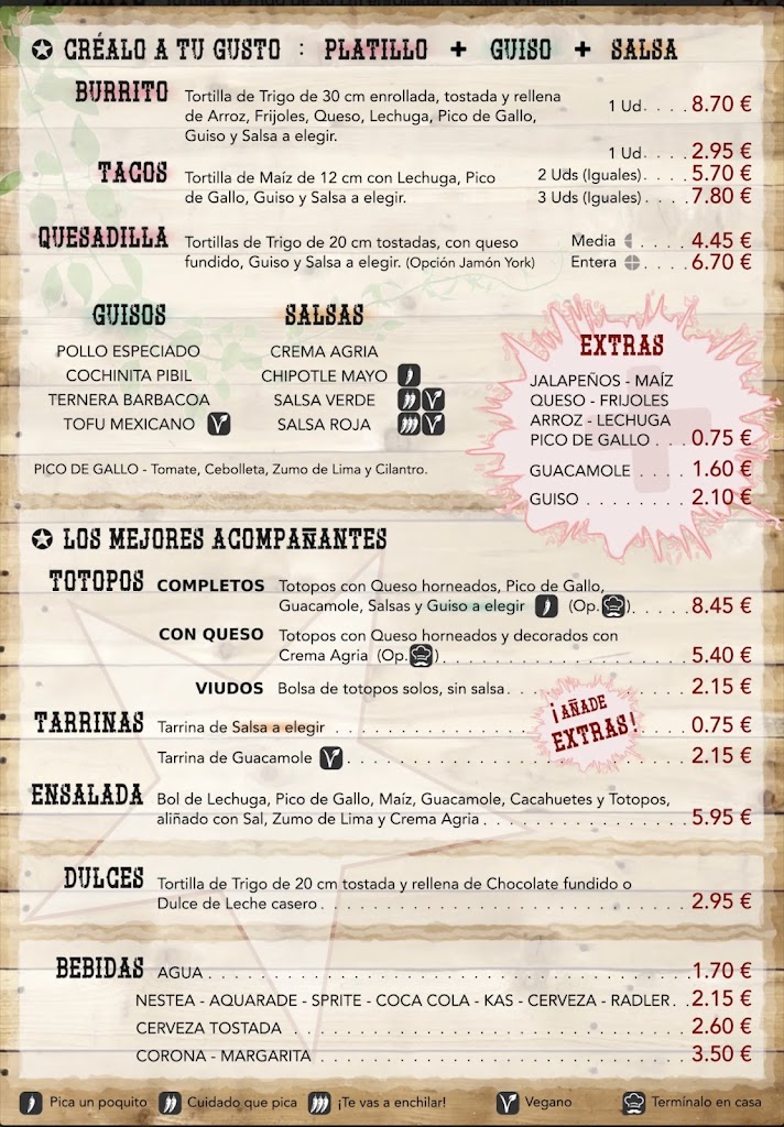 TOTOPO Barakaldo Mexican Food — Carta