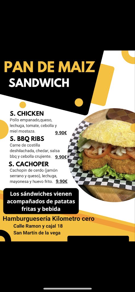 Hamburgueseria Kilometro cero — Carta