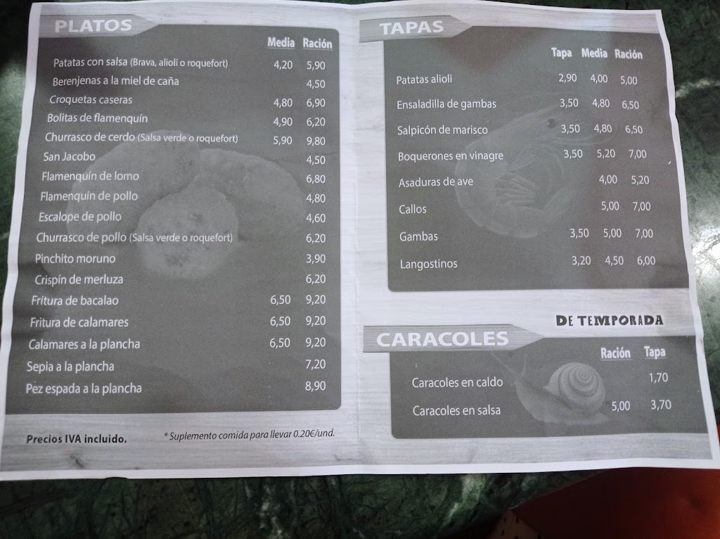 Bar Frances — Carta