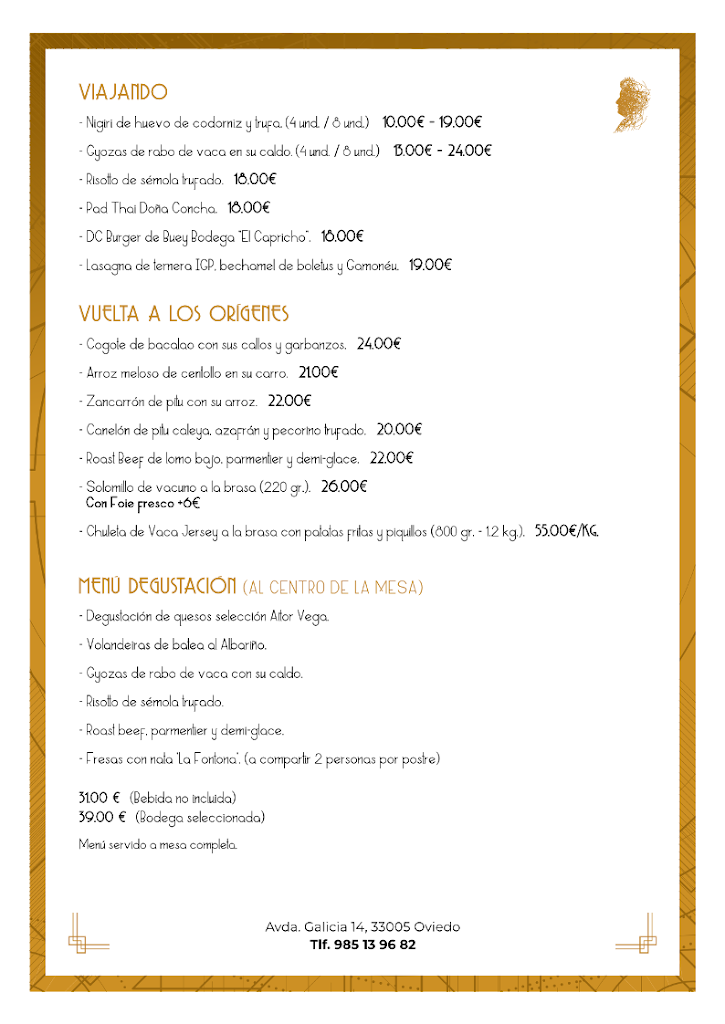 Restaurante Dona Concha — Carta