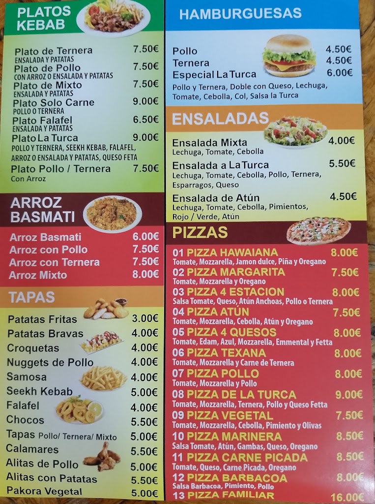 Kebab La Turca Montcada — Carta