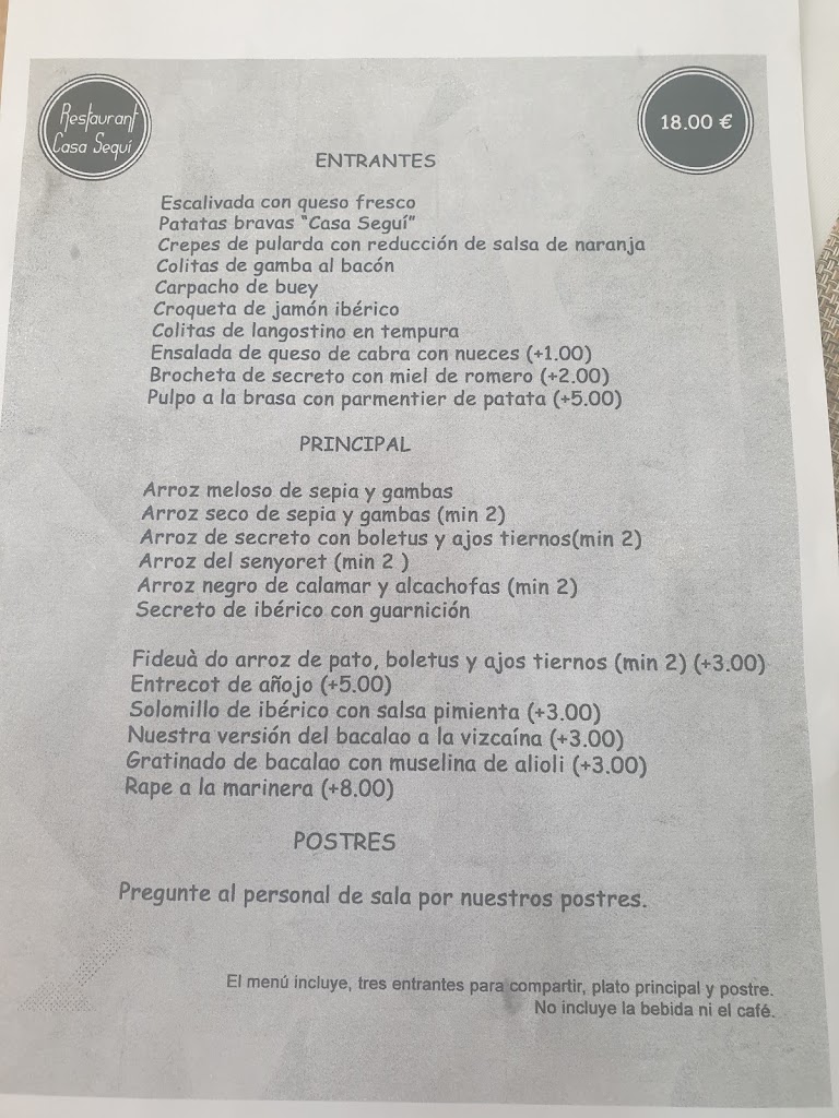 Casa Segui | Restaurante — Carta
