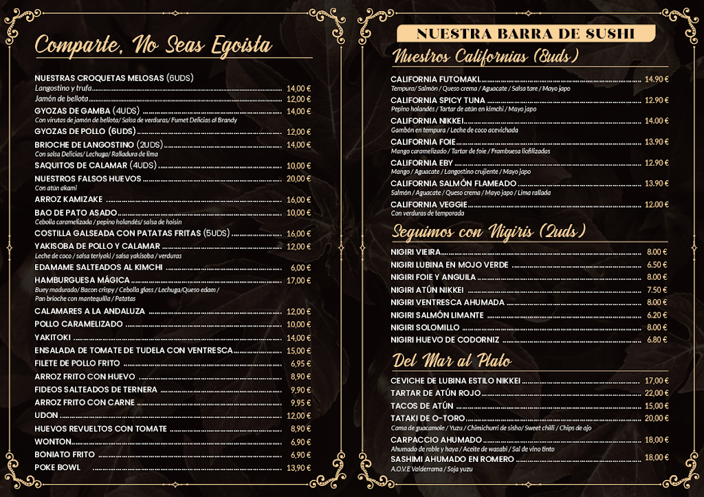 Restaurante Sushi Las Delicias — Carta