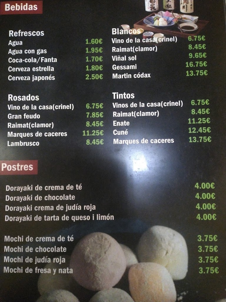 UNI SUSHI BAR — Carta